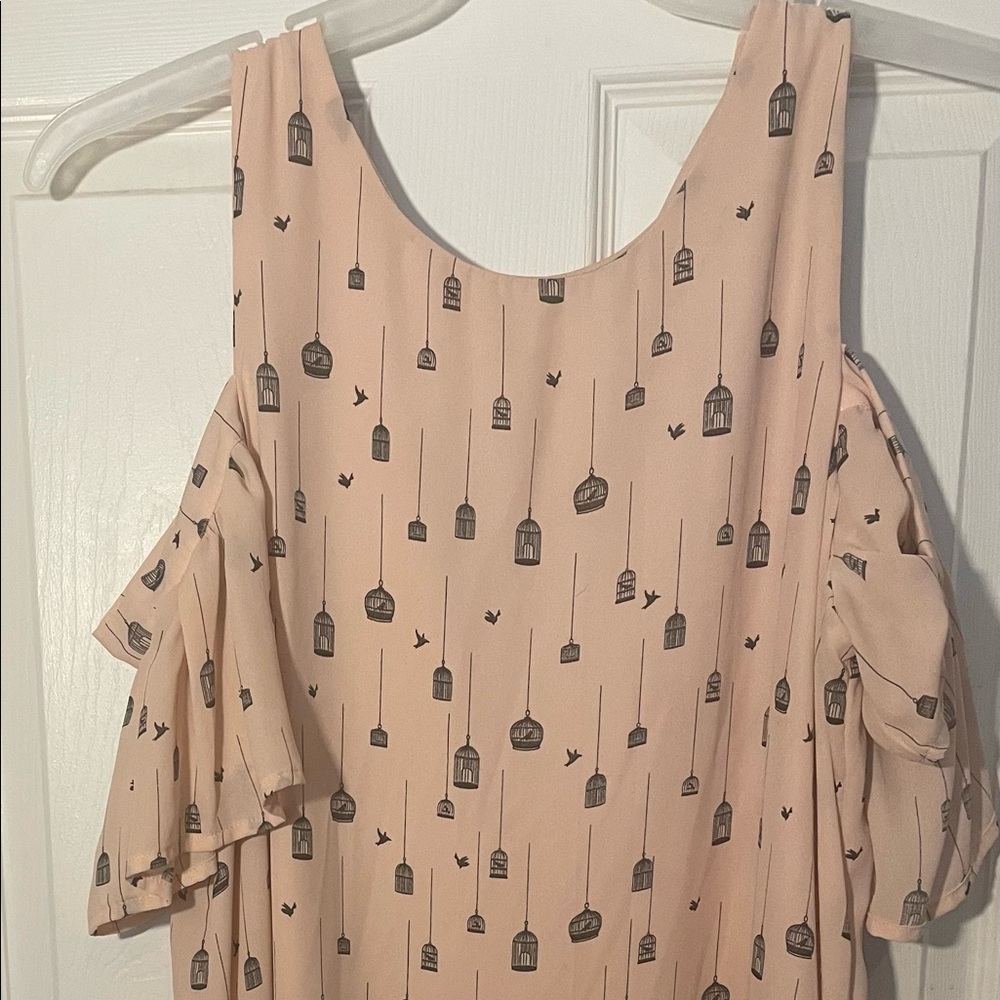 Pink Patterned Off The Shoulder Dress